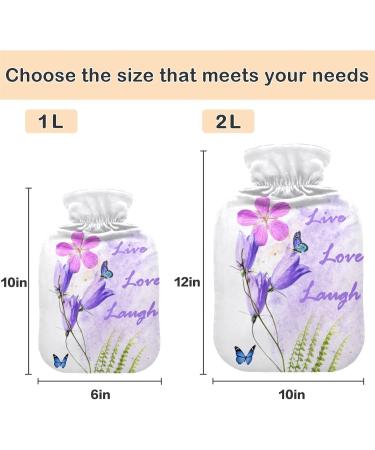 Naanle Hot Water Bottle with Butterfly Lavender Cover | 1L Heat & Cold Therapy for Back Pain Relief Hand & Foot Warmer - Buy Online on GoSupps.com
