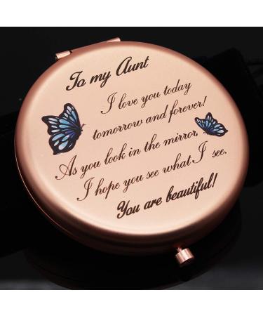 Onederful Aunt Gifts - Travel Compact Pocket Mirror for Aunt - Birthday Ideas from Nephew and Niece - Rose Gold - Buy Online on GoSupps.com