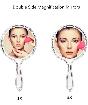 OIGUMR Small Double-Sided Handheld Mirror 1X/2X - Cute Hand Mirror 4.5 x 8.2 inch Clear Design - 1Pcs - Buy Online on GoSupps.com