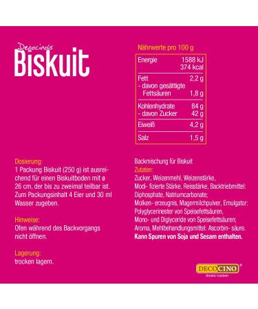 Decocino Biscuit Baking Mix Set (3x250g) - Easy Prep for Airy Biscuits Cream Cakes & More | International Shipping - Buy Online on GoSupps.com