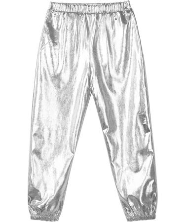 Zdhoor Kids Metallic Dance Harem Pants - Silver, 8 Years | Modern Hip Hop Street Dancewear - Buy Online on GoSupps.com