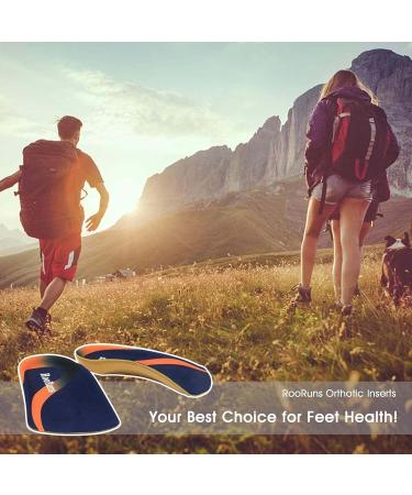 RooRuns Orthotic Insoles 3/4 High Arch Support Shoe Inserts for Flat Feet - Small Size Deep Blue - Men Women Plantar Fasciitis Relief - Buy Online on GoSupps.com