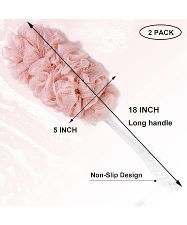PPHAO Long Handled Bath Brush with Body Loofah Sponges - 2 Pack, Green and Pink - Ideal for Men, Women, and the Elderly - Buy Online on GoSupps.com