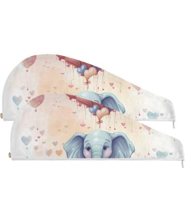 Heart Balloons Elephant Hair Towel 2 Pack - Super Absorbent Quick Dry Hair Turbans for Women & Girls | Perfect Hair Drying Solution - Buy Online on GoSupps.com