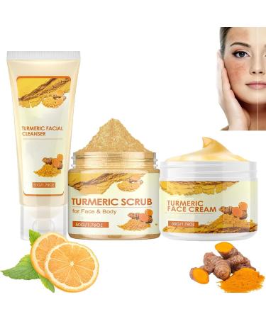 Turmeric Glow Skincare Set Turmeric Face Wash & Scrub & Body Butter Turmeric Skin Care Set Turmeric Face Scrub Exoliating Face Wash Hydrating Face Moisturizer (1 Set)
