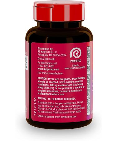 MEGARED Omega-3 Krill Oil 350mg Softgels | 60 Count Bottle | EPA & DHA Omega-3 Fatty Acids | No Fishy Aftertaste | Antioxidant Astaxanthin - Buy Online on GoSupps.com