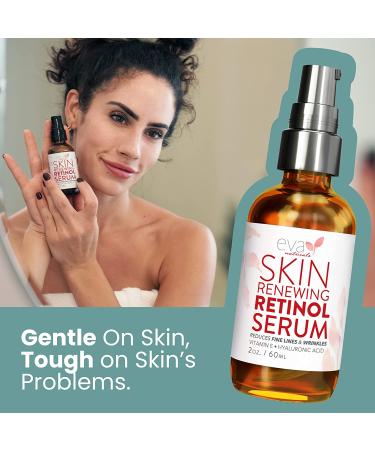 Eva Naturals Retinol Serum with Hyaluronic Acid & Vitamin E - Anti-Aging Serum for Face - Reduce Wrinkles, Dark Spots & Fine Lines - 2oz Bottle - Buy Online on GoSupps.com
