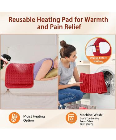 2023 Newest Large Electric Heating Pad for Cramps - 12x24 Red, 6 Temp Levels, Auto Shut Off - Back, Neck, Shoulders, Menstrual Pain Relief - Buy Online on GoSupps.com