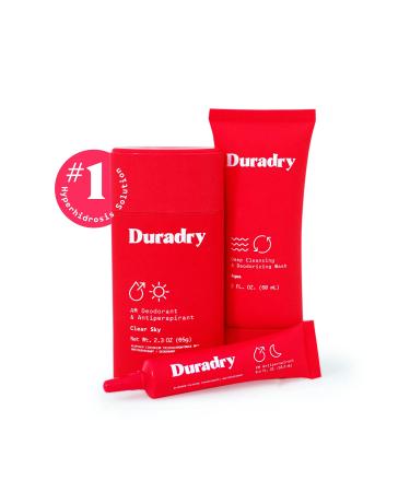 Duradry 3-Step Protection System - AM Deodorant PM Antiperspirant Gel Deep Cleansing & Deodorizing Body Wash Prescription Strength Antiperspirant Deodorants Specially Formulated For Excessive Sweating or Hyperhidrosis Block Sweat and Odor - Clear Sky (Pac