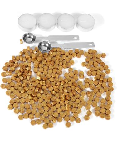 Gold Sealing Wax Beads  Yoption 300 Pieces Octagon Seal Wax Beads with 4 Candles and 2 Melting Spoons for Wax Seal Stamp (Gold) - Buy Online on GoSupps.com