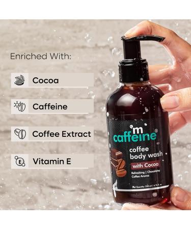 mCaffeine Coffee Body Wash with Cocoa - Sulphate Free Body Cleanser for Men & Women | Refreshing Chocolate Aroma & Vitamin E | 200 ml - Buy Online on GoSupps.com
