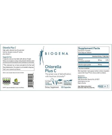 Organic Chlorella Plus C Capsules | Detox Support with Green Alga | 900mg Powder | Non-GMO Supplement - Buy Online on GoSupps.com