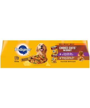 Pedigree Cuts in Gravy Canned Wet Dog Food, Adult & Small Breed, (Pack of 12) Choice Cuts in Gravy Prime Rib & Chicken 13.2 Ounce (Pack of 12)