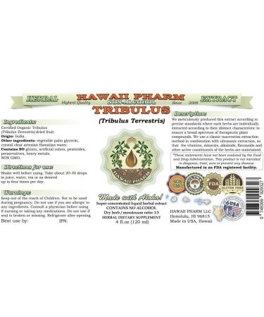 Organic Tribulus Terrestris Liquid Extract - 2 fl. oz | Alcohol-Free Herbal Supplement by Hawaii Pharm USA - Buy Online on GoSupps.com