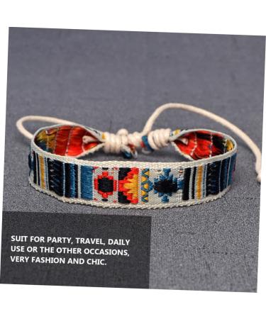 CALLARON 1pc Embroidered Ethnic Bracelet Tribal Jewelry Fabric Wirstlet Bracelets for Women Embroidered Wrist Chain Hand Bohemian Jewelry Rope Ribbon Cotton Rope Braided Rope Miss - Buy Online on GoSupps.com
