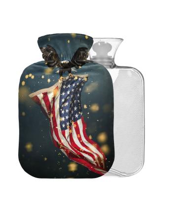 HAWK hot water bottle with reference American flag July 14th BPA-free 2 l large hot water bag for pain relief hot and cold compress