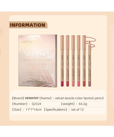 DENESTUP 12 pcs Lipstick Pencil Matte Lip Liner Set Plump Nude Lip Shape No Smudge Longwear Non-sticky High Pigmented Natural Lip Gloss Primer Makeup - Buy Online on GoSupps.com