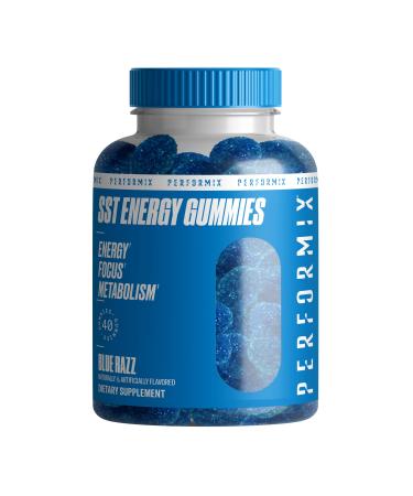 Performix SST Energy Gummies - Blue Razz, 40 Gummies - Bite-Size Gummy - Energy, Focus, and Metabolism Dietary Supplement - 100mg of Caffeine (for 5 Gummies) 40 Count (Pack of 1)