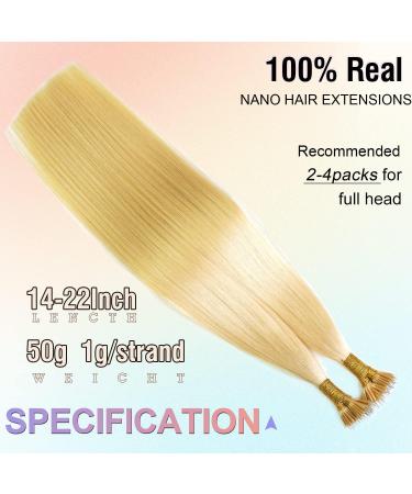 KOCONI 20 Bleach Blonde Nano Rings Human Hair Extensions Double Drawn - 50g, 1g/Strand, 20 inch #24 Platinum Blonde - Buy Online on GoSupps.com