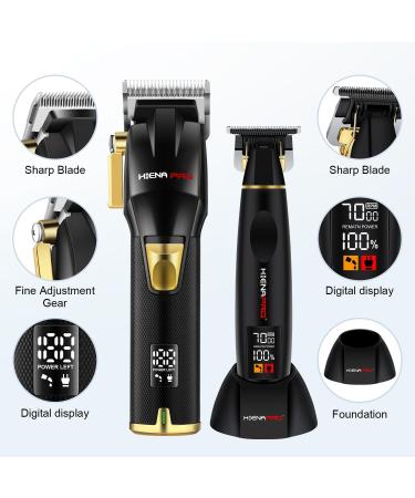 HIENA PRO Professional Hair Clippers Set for Men Cordless Barber Kit Rechargeable Hair Cutting Set Clippers and Trimmers Set Clippers for Men Haircut with LED Display USB Charging Gifts for Men - Buy Online on GoSupps.com