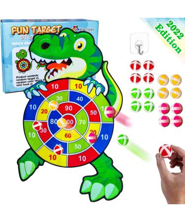 30" Large Dinosaur Dart Board for Kids with 16 Sticky Balls, Indoor Outdoor Sport Games Multi-Player Party Game, Cartoon Animal Dart Board Toys for Kids 3 4 5 6 7 8 9 10 Years Toddler Boys Girls Dinosaur 02