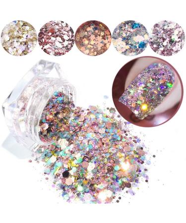 8 Colors Glitter Powder for Nails | Festival Makeup & Nail Art Craft Set - DIY Face Decoration & Masquerade Glitter - Buy Online on GoSupps.com