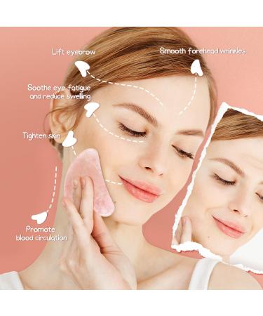 Buy Gua Sha Rose Quartz Massage Tool - Heart Shape Facial Scraping & SPA Acupuncture Therapy for Glowing Skin - Buy Online on GoSupps.com