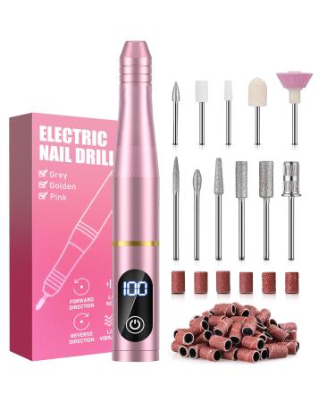 Electric nail cutter electrical nail file manicure set 30000U/min 11 in 1 USB nail clip set electrical pedicure set polishing tools nail clip set for acrylic remove callus (pink) ...