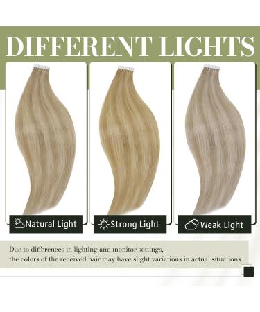 Runature 60cm Tape-In Extensions | Real Human Hair Blonde Highlights Invisible 50g #16P22 - Buy Online on GoSupps.com