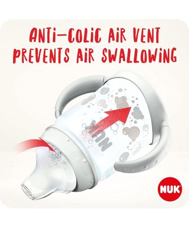 NUK First Choice Learner Sippy Cup | 6-18 Months | Anti-Colic Vent | BPA-Free | 150ml | White & Grey - Buy Online on GoSupps.com