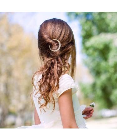 Elegant Rhinestone Moon & Star Hairpin Set for Women & Girls - 9 Vintage Hair Clips for All Hair Types - Buy Online on GoSupps.com