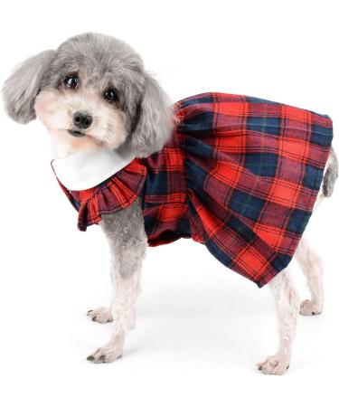 Zunea Plaid Dog Summer Dress for Small Dogs | Princess Style with Bowknot | Cute Ruffled Sleeveless Skirt | Soft Female Dress for Chihuahua Yorkie | Red | Size S - Buy Online on GoSupps.com