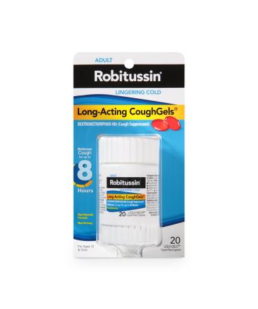 Robitussin Adult Long-Acting CoughGels (20 Count) 8-Hour Non-Drowsy Cough Suppressant Liqui-Gels Capsules 20 Count (Pack of 1) - Buy Online on GoSupps.com