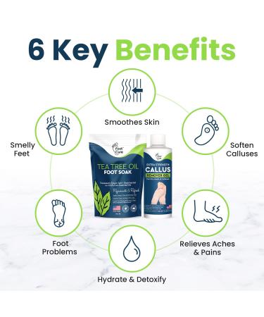 Tea Tree Foot Soak & Callus Remover Gel Kit - Antifungal Soak with Epsom Salts for Calluses, Dry Cracked Heels, Toenail Fungus, and Odor - Tea Tree Oil Pedicure for Tired Feet - Buy Online on GoSupps.com