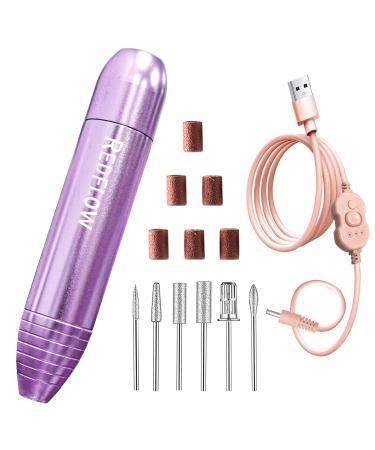 Electric Nail Drill Kit,RedFlow Professional Nail Drill Machine,Compact Type,For Nail File Exfoliating Abrasive Acrylic Nail Drill,With 6 Pcs Nail Drill Bits (Purple) A-Purple