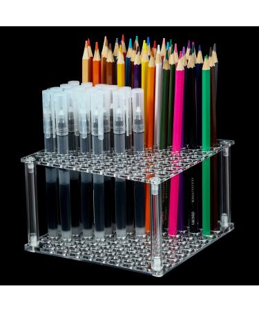 96 Hole Pencil Brush Holder Acrylic Pen Holder Desk Stand Organizer for Pencils Paint Brushes Markers Display and Home Storage (1 Pieces) - Buy Online on GoSupps.com