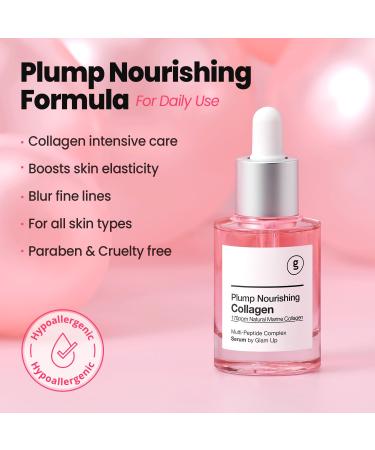 GLAM UP Plump Nourishing Marine Collagen Serum | Anti-Aging Skincare with Hyaluronic Acid & Peptides | 30ml  - Buy Online on GoSupps.com