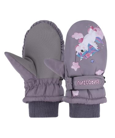 Jnuyisw children ski gloves waterproof feasts warm winter gloves outdoor windproof sport snow gloves for 2-10 years young girls run skiing snowboard unicorn s unicorn