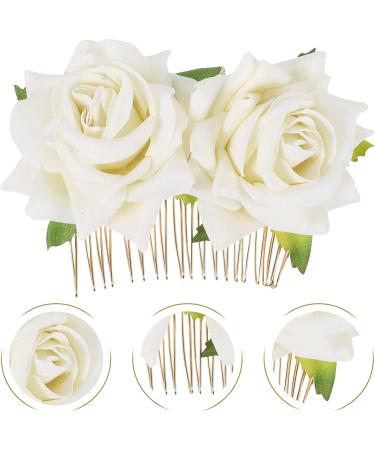 Minkissy Rhinestone Headpiece Rose Flower Bridal Hair Combs Bride Floral Hair Clip Combs Rose Hair Side Combs Wedding Festival Floral Headpiece Party Headdress for Women (White) Wedding D cor - Buy Online on GoSupps.com