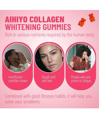 AIHIYO Collagen Whitening Gummies Evens Skin Tone & Supplement Nutrition 60 Count - Buy Online on GoSupps.com
