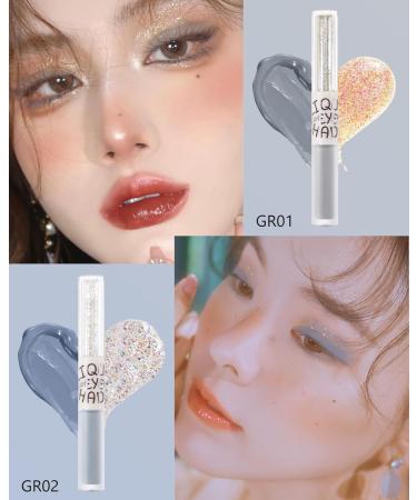 Liquid Glitter Matte Eyeshadow Set-2Pcs 2 in 1 High Pigmented Velvet Creme Eyeshadow & Glitter Eyeliner Long Lasting Waterproof Quick-Drying Korean Shimmer Matte Eye Shadow Makeup for Women-GR01+02 #GR01+02 - Buy Online on GoSupps.com
