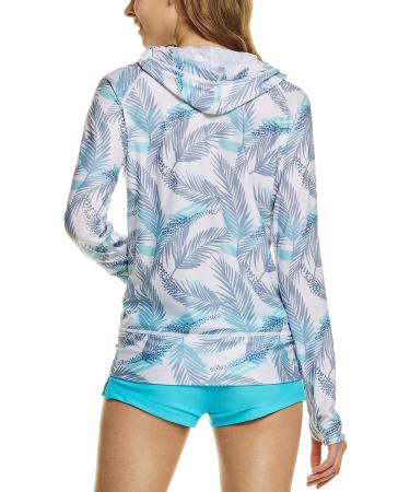 TSLA Women's UPF 50+ Zip Front Rash Guard Hoodie - Colorful Palm, Medium - Buy Online on GoSupps.com