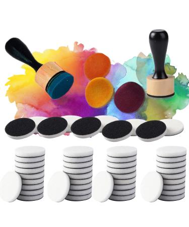 56 Packs Mini Round Ink Blending Tool with Foams Replacement Refill Foam Set Including 54 Pcs Replacement Foam Padsfor Distressing Blending Scrapbooking Painting Drawing Art SuppliesInk Tools 56 Pcs/Set handle + flat sponge heads