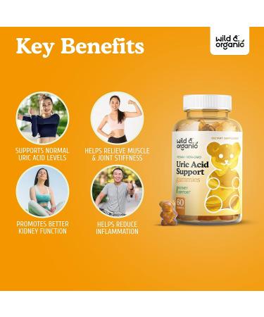 Organic Uric Acid Support Gummies with Tart Cherry, Milk Thistle & Turmeric - 60 Chews for Urinary & Joint Health - Buy Online on GoSupps.com