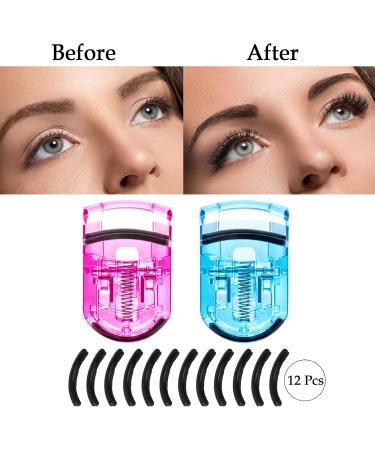 Vtrem Travel Eyelash Curler Set - 2PCS with 12 Soft Silicone Pads | Perfect Eye Makeup Tool for On-The-Go | Purple & Blue - Buy Online on GoSupps.com