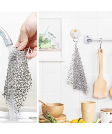 Stainless Steel 316L Chainmail Scrubber for Cast Iron & Dutch Ovens - 8x6 - Pre-Seasoned Pan Cleaner - Buy Online on GoSupps.com