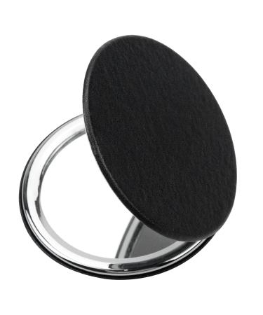 Fantasyon Premium Compact Makeup Mirror for Men Women and Girls Black PU Leather Travel Folding Vanity Mirrors for Pocket Handbag Portable 2-Sided Magnifying Cosmetic Mirror 2x Magnifying Black