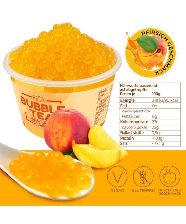 Buy Vegan & Gluten-Free Peach Bubble Tea Pearls - 490g | Premium Boba Fruit Pearls for International Shipping - Buy Online on GoSupps.com