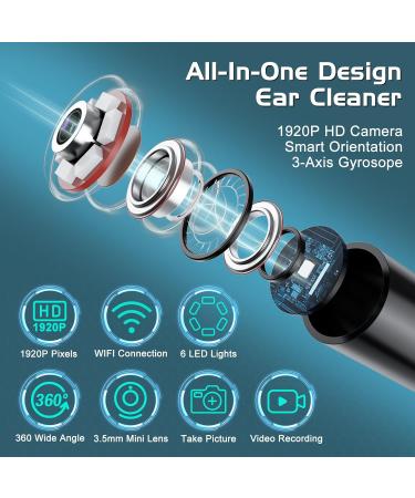 Buy Ear Wax Removal Kit with Camera - 1920HD Ear Cleaner Tool for iOS & Android | Built-in WiFi 6 Ear Pickers - Black - Buy Online on GoSupps.com