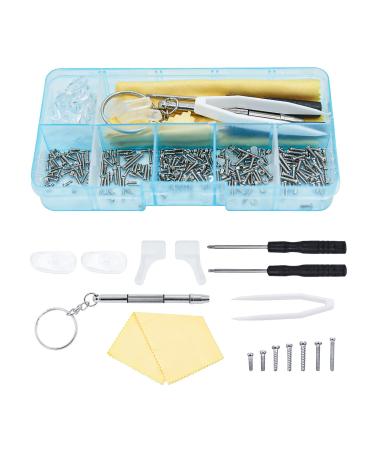 Luxury glasses screws glasses repair set with screws mother mini screwdriver silicone nose pads tweezers micro-port screwdrivers storage box glasses cleaning cloth